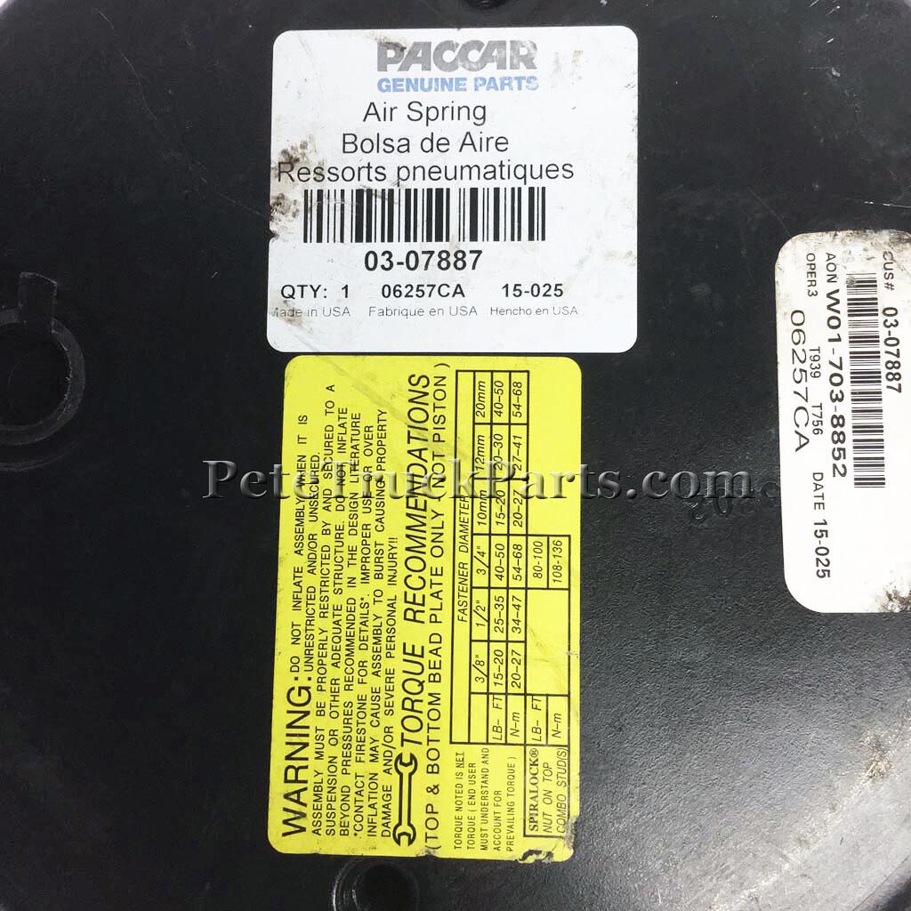 Peterbilt Air Spring Low Air Leaf Suspension Part# 03-07887 Peterbilt Air Spring Low Air Leaf Suspension Part# 03-07887